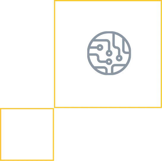 The Think Tank's technology marketing icon, a grey digital globe