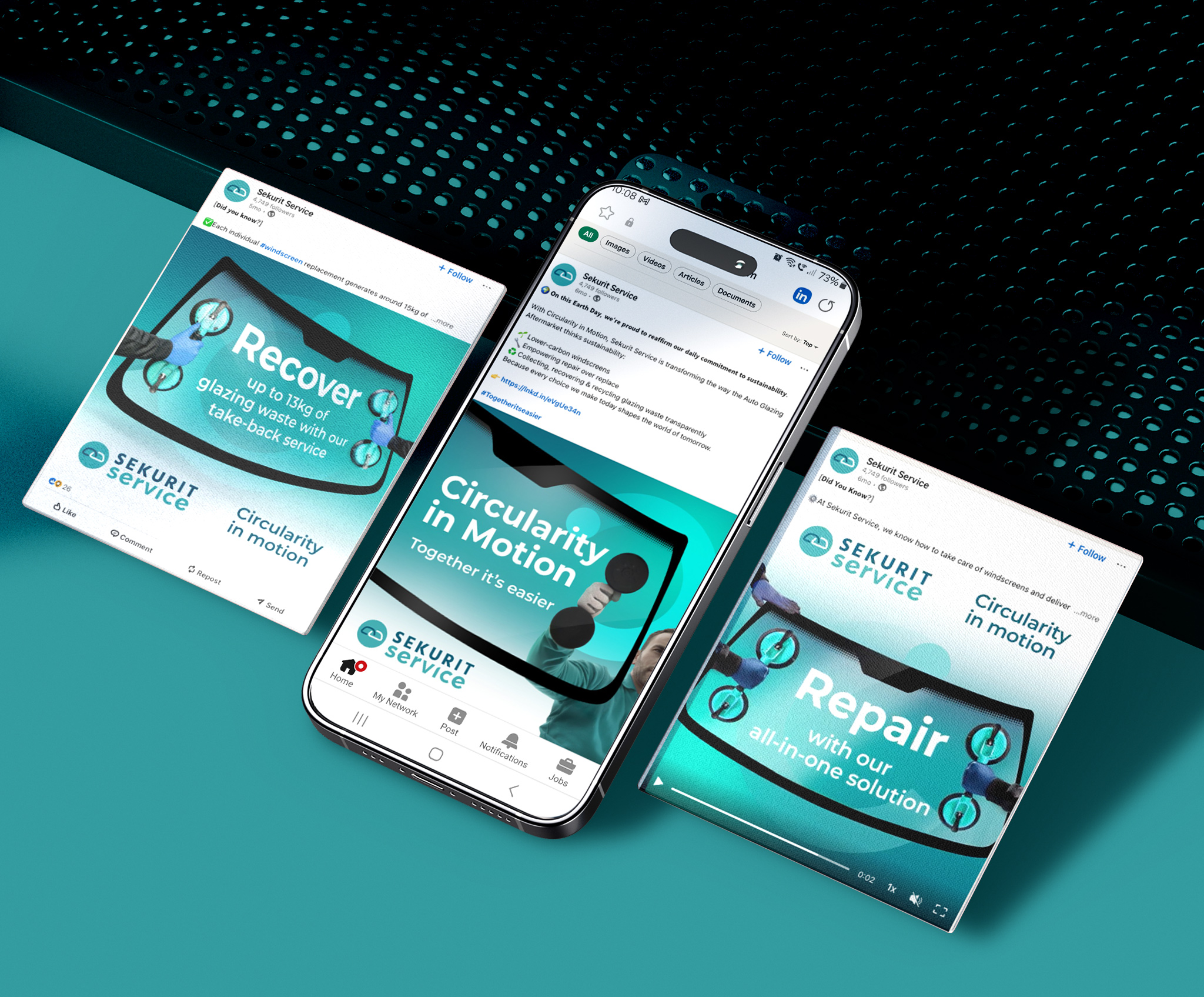 Sekurit Service sustainability campaign visuals