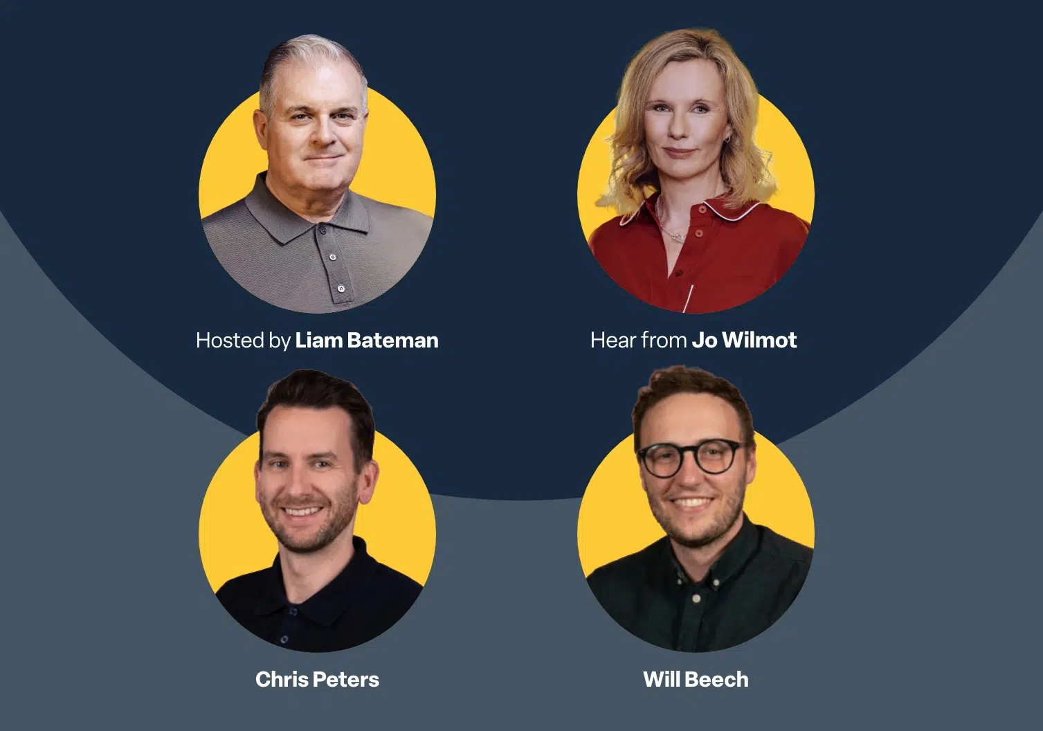 Thumbnail with 4 speaker headshots